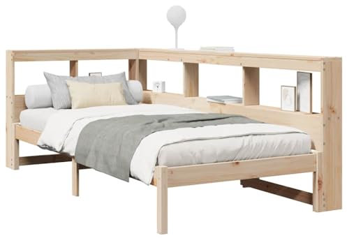 vidaXL Cama con estantería sin colchón Madera Maciza de Pino 90x190 cm