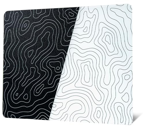 Glass Mousepad for Gaming, Topographic Hard Gaming Mouse pad, Professional Large Mouse Mat 410mm*310mm, Special Glass Surface with Improved Precision and Speed