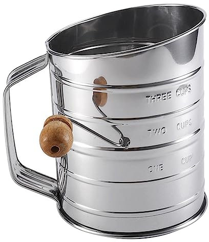 Cabilock 2 Piezas De Harina De Acero Inoxidable Dispensador Cable Amoladora Cedazo Hecho Infusor Escala Colador Tamizar Cucharas Cesta Molino Automático Revestido Bol Madera Silver