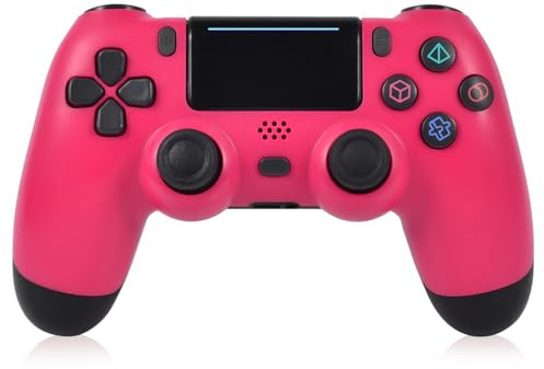 SWCTIM Wireless Controller für PS4,Game Controller Kompatibel mit PS4/Slim/Pro,Gamepad Joystick mit 3.5mm Kopfhörerbuchse,6-Achsen Gyro Sensor,Doppelter Vibration,Rot