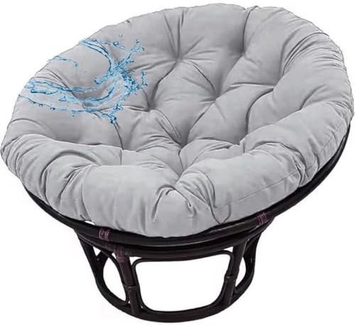 Polster Für Papasansessel Wasserdicht Rundes Auflage, Ersatzpolster Papasan,Bodenkissen Gepolstert Sitzkissen Hängesessel Für Korbsessel Outdoor Gartenmöbel Sitzauflage(Hellgrau,160cmx160cm)