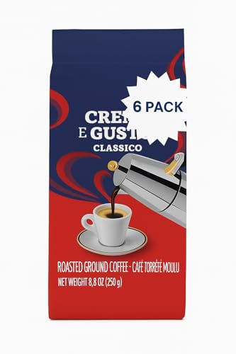 Crema e Gusto Classico Ground Coffee Italian blend of dark roasted, ground coffee 250 G - 6 Packs