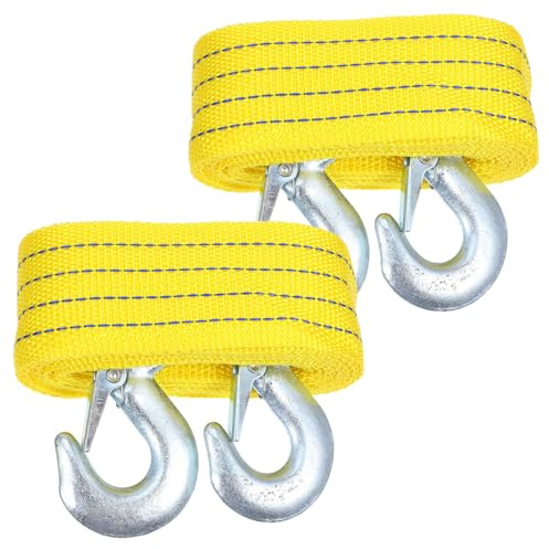 MOTHNUR 2 Piezas Cuerda de Remolque de Nylon con Ganchos Resistente para Camiones Cinta de Arrastre Compacta y Portátil para Emergencias y Vehículos Pesados