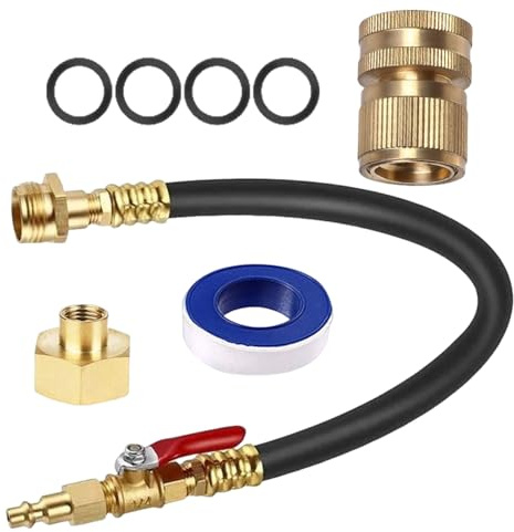 Enchufe de soplado para caravana, manguera de invierno de 17 pulgadas con válvula de apagado, adaptador de soplado para caravana, 8 piezas, para aspersores, remolques de jardín, barco de invierno