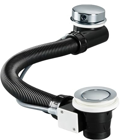 Wjelet Bath Waste And Overflow Kit, Upgraded Chrome Pop Up Bath Waste Drain System, Easy To Install, for Bathtubs Bathroom Drainage Parts
