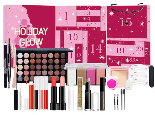 Calendrier De L Avent Beauté 2025 - Coffret de l'Avent Cosmétique 24 Jours - Set de Maquillage Calendrier de Fête | Pour Filles Adolescentes Femmes Vacances Nouvel An Mariage Rencontres Bureau École S