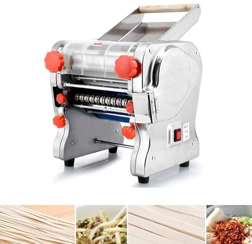 Máquina De Pasta Eléctrica 550W, Laminadora De Masa Comercial, Laminadora De Masa Acero Inoxidable Máquina Para Uso Familiar En El Hogar, Máquina Cortadora De Fideos(KnifeWidth2.5mm,200)