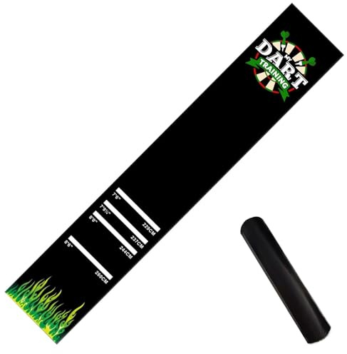 Dartmatta | Halkfri dartspetsskydd | 300 x 34 cm skyddande dyna stötdämpande | platsbesparande dartmatta med 4 kastavstånd | För kvinnor familj vuxen lekrum vardagsrum bar