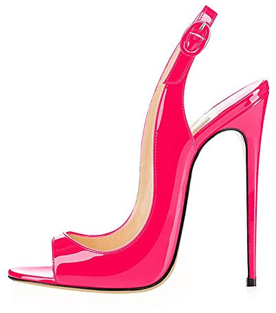 elashe - Zapatos de tacón - 12 CM Sandalias de Vestir - Tira de Tobillo Sandalias Fucsia EU36