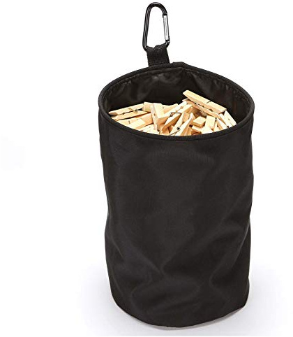 VEAMOR Clothespin Bag Hanging Clothesline Peg Organizer Storage Bags,Dust-proof (black)