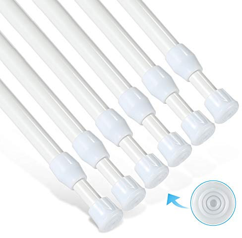 6Pcs Tension Rod, Goowin 70-120cm/28-48 inch Tension Rods for Windows, No Drilling Rustproof Spring Adjustable Tension Curtain Rod for Doors, Windows, Wardrobe Bars, Drying Support Rods (White)