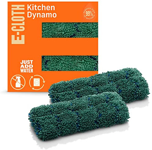 E-Cloth Kitchen Dynamo, Premium Microfiber Non-scratch Kitchen Dish Scrubber Sponge, Ideal for Dish, Sink and Countertop Cleaning, 100 Wash Guarantee, Green, 2 Pack