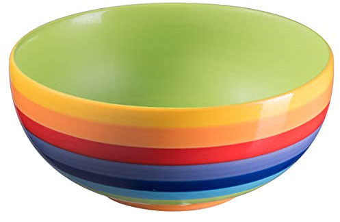 Purity Style Hand Painted Rainbow Stripe Ceramic Cereal Bowl