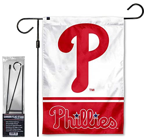 WinCraft Phillies Garden Flag with Stand Holder Flagpole