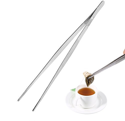 Pinzette,Kochpinzette Edelstahl,Pinzette Küche, Pinzette Aus Edelstahl, Silber Lange Lebensmittel Zange Gerade Home Medizinische Pinzette Garten Küche Werkzeug 30cm