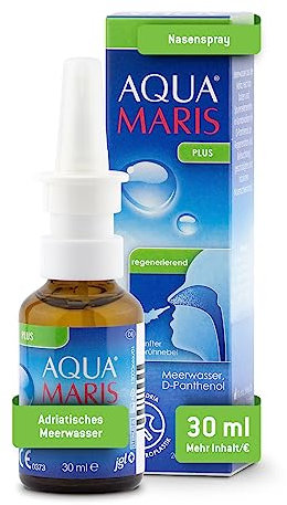 Aqua Maris Plus 30 ml mit Dexpanthenol – Meersalz Nasenspray zur Nasenspülung, hilft bei Erkältung, Heuschnupfen und Allergie, das rezeptfreie Nasenspray ist für Kinder und Erwachsene geeignet