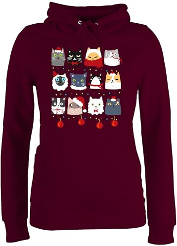 Shirtracer - Pullover Damen Hoodie Frauen - Katzenbesitzer Geschenk Katze - Weihnachtsmotiv Katzen zu Weihnachten I