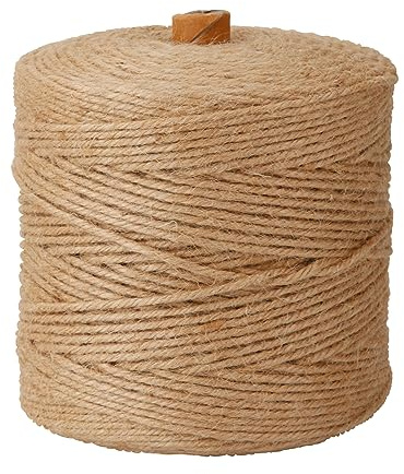 Natural 3mm Jute Twine String, 1000-FT Hemp Rope for Gardening, Handmde Crafts, Climbing Plant Tomato Support, Gift Wrapping, Industrial Packing and Bundling, Home Mason Jars Christmas Wedding Décor
