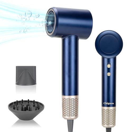 Ionen Haartrockner mit Diffusor,1600W Negativen Ionen Föhn，mit 110000 U/MIN Hochtouriger Motor，Haarföhn mit Heiß&Kalttaste,Fön mit Diffusor for Zuhause