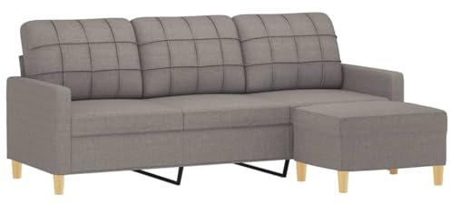 vidaXL 3-Sitzer-Sofa mit Hocker Taupe 180 cm Stoff