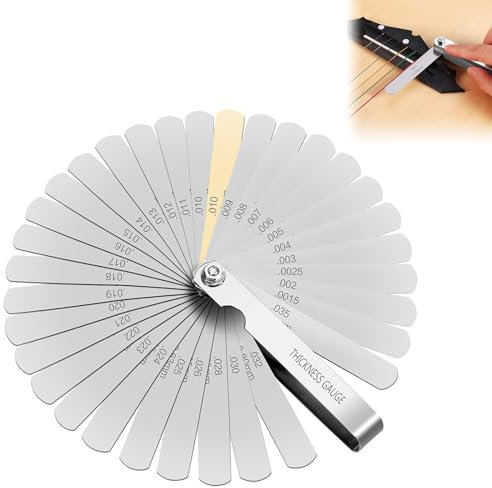 Spessimetro in Acciaio Inox,Spessimetro Valvole,Spessimetro a Lame,Strumento di Misurazione del Divario,Spessimetro Pieghevole Misurazione Doppia,Spessimetro Valvole di Precisione 32 Lame Tokaneit