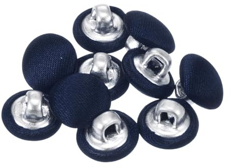 QUARKZMAN 10 Stück Knöpfe Marineblau mit Stoffbezogene 10 mm Nähknöpfe Rund Stoffüberzug Knopf Ösenknöpfe für Mantel Hosen Anzüge Kleider Blusen Kleider Strickjacken Jeans DIY Dekorieren