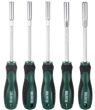 QUARKZMAN 5/5.5/6/7/8Pcs Llave de Tuerca Métrica 5Mm Cr-V Punta No Magnética Ejes Huecos Destornillador de Vaso Hexagonal con Mango Antideslizante para Reparación de Automóviles