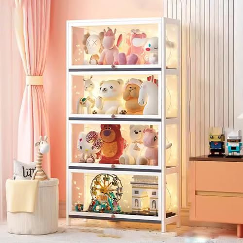 GLJTUO Weißer Aufbewahrungsschrank Aus Curio-Glas Mit Glastüren Und Hohem Bücherregal, Moderner Bücherregalschrank Für Heimbüro, Wohnzimmer, Speisekammer,White-70x32x140cm/L27.5xW12.