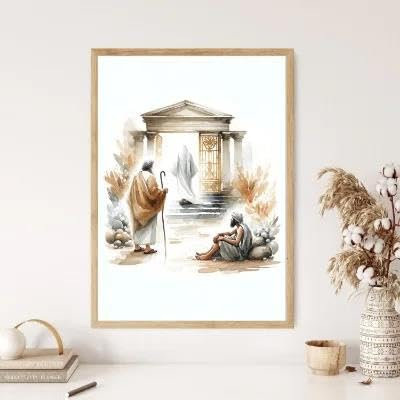 Yocheng Paraboles de Jésus Affiche Croyants Chrétiens Aquarelle Peinture Impression Sur Toile Porche Maison Mur Art Décoration Peinture Suspendue 40x50cm sans cadre
