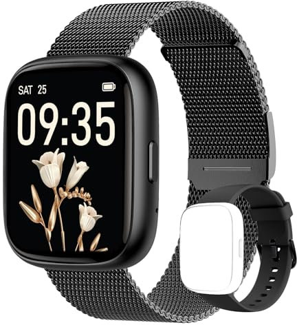 TOOBUR Smart Watch for Women Men, No Phone No APP Needed,1.83 Fitness Tracker Watch with Heart Rate/Step Tracker/Pedometer/Sleep, IP68 Waterproof Metal Smartwatch Compatible iOS Android