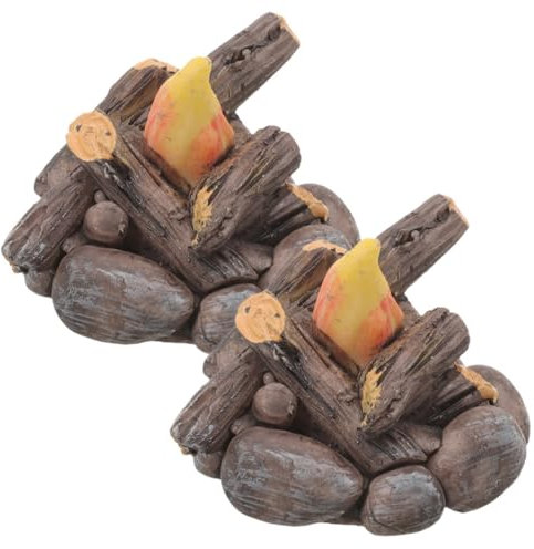 KITANDOVE 2 Stück Miniatur Lagerfeuer Deko Künstliches Feuer Ornament Harz Modell Winzige Party Garten-dekoration Für Miniatur-szenen
