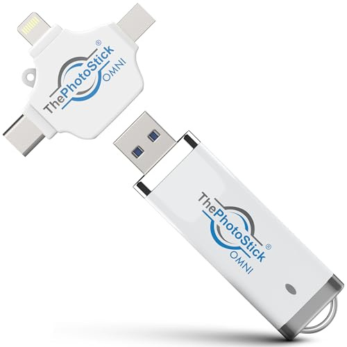 ThePhotoStick® Omni 32GB USB Flash Drive & Memory Stick, Gift for Mom – Automatic Photo & Video Backup for iPhone, Android, Mac, PC – Universal Connection Easily Stores and Transfers Files