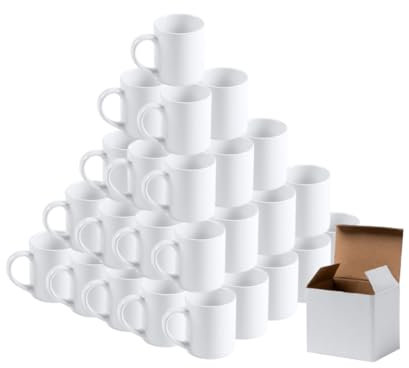 Genérico Tazas de Cerámica para Sublimación, 250 ml, Blancas, Juego de 48 con Cajas