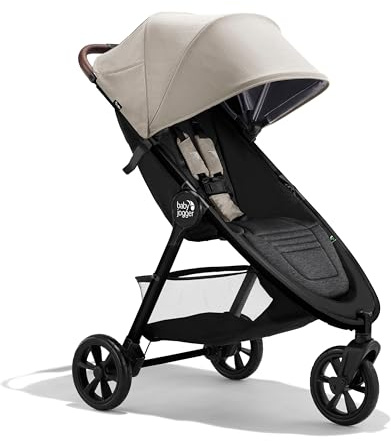 Baby Jogger® City Mini GT3 All Terrain Baby Stroller with Forever Air Rubber Tires, All Wheel Suspension, Lightweight Stroller with Magnetic Buckle, No-Rethread Harness, and Foot Brake, Frosted Ivory