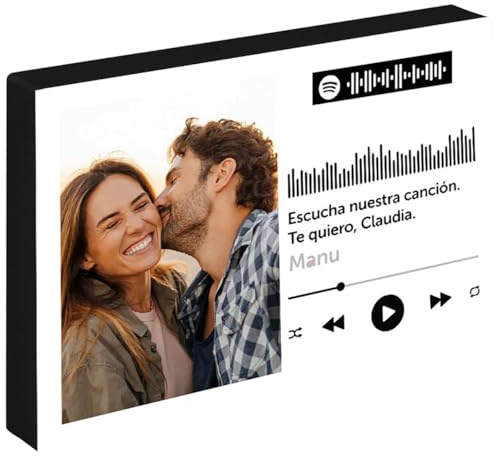 CALLE DEL REGALO Portafotos de Madera Personalizado con Canción de Spotify, Foto y Dedicatoria (NEGRO, 15 x 20 cm)