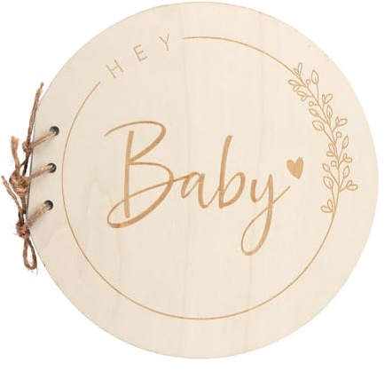 KQDRAVINE Libro degli Ospiti per Baby Shower con Copertina in Legno, Regali Baby Shower,Album Nascita, Libro Nascita Bimbo, Battesimo Bimbo,Album Nascita Bambino