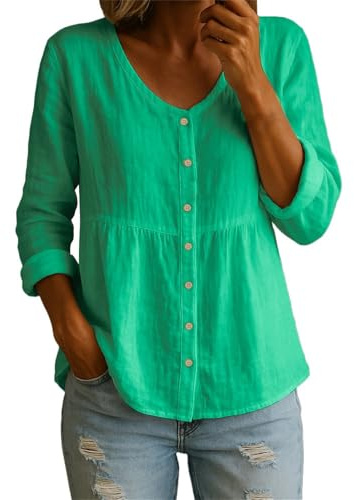 Chemisier Femme Manche 3/4 Blouse Manches Chemisier Blanc Chic Fluide Chemise Anti UV À Fleurs Femme Bleue Mi Longue Robe Lin Plage Chemisiers Et Blouses Grande Taille