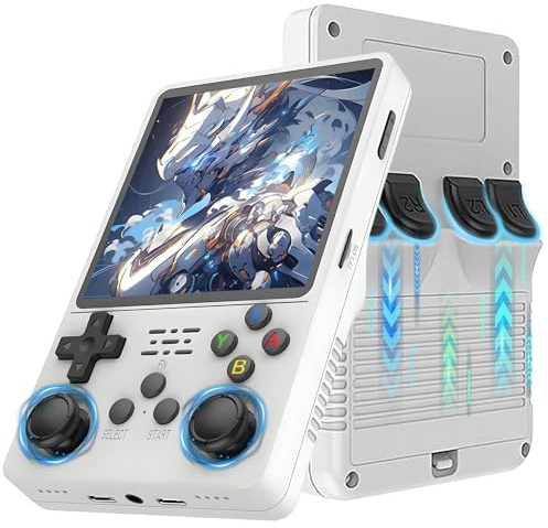 R36 Plus Retro Handheld Gaming Console-WiFi Version,21000+ Games 12 Emulator,4″ IPS OCA Screen Portable Video Game Console,Open Source Linux System,3000mAh Handheld Emulator Console (White-128G)
