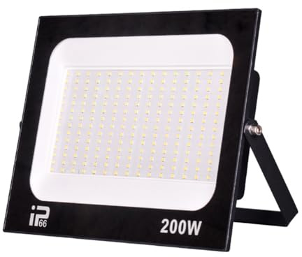 Fangxuee 200W LED à Feu Inondable à Feu Intérieur Projecteur de Projecteur D'Éclairage Extérieur 6500K 220V IP66 pour Wall Garage Gym Street