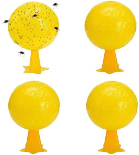Piège à Mouche des Fruits, 4PCS Mouches de Fruits Jaunes Boules, Piege a Mouche, Boules de pièges à Mouches, Boule Anti Mouche, piège à Mouches pour Pots de Fleurs, balcons, Cours, vergers (4pcs)