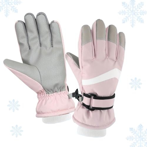 Cartoon Kinderhandschuhe Outdoor, Winter-Skihandschuhe für Kinder, Skihandschuhe Kinder Wasserdicht, Wasserdicht, Rutschfest, mit Plüsch Gefüttert, mit Verstellbaren Bündchen, für Snowboard Radfahren