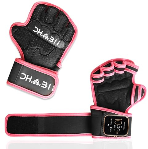 Dhabii Workout Gloves for Men & Women, Smartwatch Compatible Ventilated Gym Gloves with Wrist Wrap Support, Breathable Weight Lifting Gloves for Fitness, Training & Cycling with Excellent Grip
