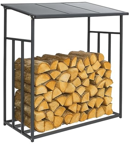 Easy Act Kaminholzregal mit Dach 187,5x70x185 cm, Brennholzregal aus Stahl, stabil und rostfrei, wetterfestes Holzlager für über 2m³ Holz
