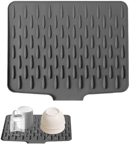 Silicone Draining Mat for Sink, Non-Slip Heat Resistant Drying Mat for Kitchen Counter, Multi-Functional Folding Draining Board Mats for Dishes, Cups, Fruit, Small Appliances and Worktop Protection