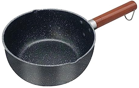 Non Stick Milk Pot with Handle, Induction and Gas Stove Compatible Cookware | Black Iron Construction, Heat Retaining Design, One Hand Operation, Suitable for Scrambled Eggs, Bbq and Instant Noodles