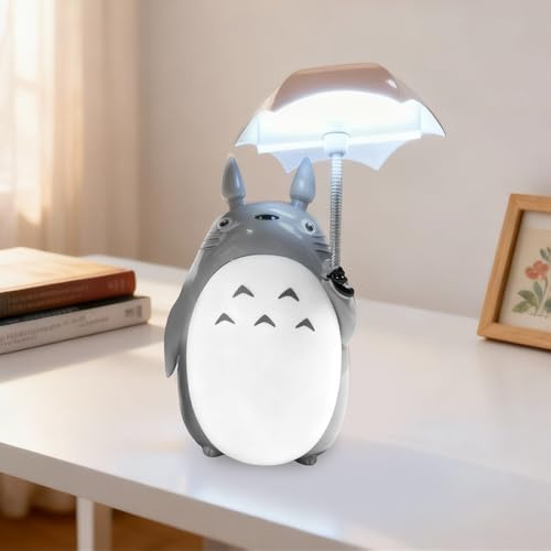 Wxeadu Anime LED Night Light, USB Rechargeable Kids Lamp, Adorable Night Light with Umbrella, Classic Anime Lamp for Table Decoration Gift, Bedroom Kids (White Belly)
