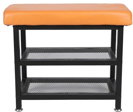 RIZGHWOY Vadderad Skobänk, Stabil Struktur för entré och Hall, Skoförvaring, Multifunktionsbänk för Sovrum och Vardagsrum (Orange)
