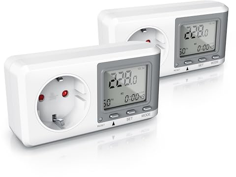 CSL - 2x Stromzähler für Steckdose, Energiekostenmessgerät, Strommessgerät mit erhöhtem Berührungsschutz, Stromverbrauchsmesser 3680W, Energiemessgerät