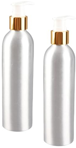 Naroote Återanvändbar Aluminiumpumpflaska Dispenser för Eterisk Olja för Schampokräm 2st för Resor Bärbar Sminkprovbehållare