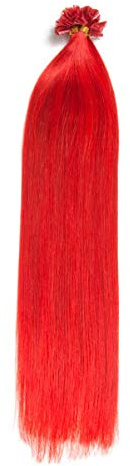 Rote Keratin Bonding Extensions 100% Remy Echthaar Human Hair - 50x 1g 45cm Glatte Strähnen - Lange Haare mit Keratin Bondings U-Tip Haarverlängerung Haarverdichtung-Farbe:Rot